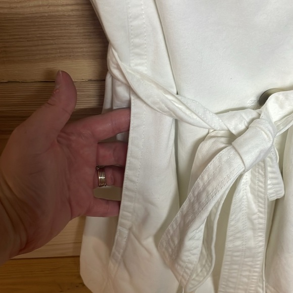 Sonoma size XL White Soft Denim Double-Breasted Trench Coat with Pockets - Picture 6 of 11